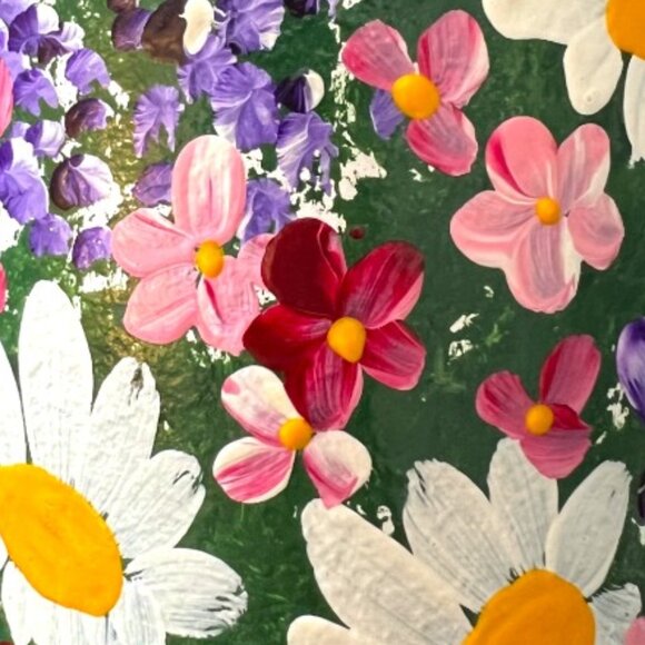 Sublime Handpainted TERRACOTTA VASE Planter Pot Wraparound Flowers Glazed 7.5" T - Picture 11 of 16